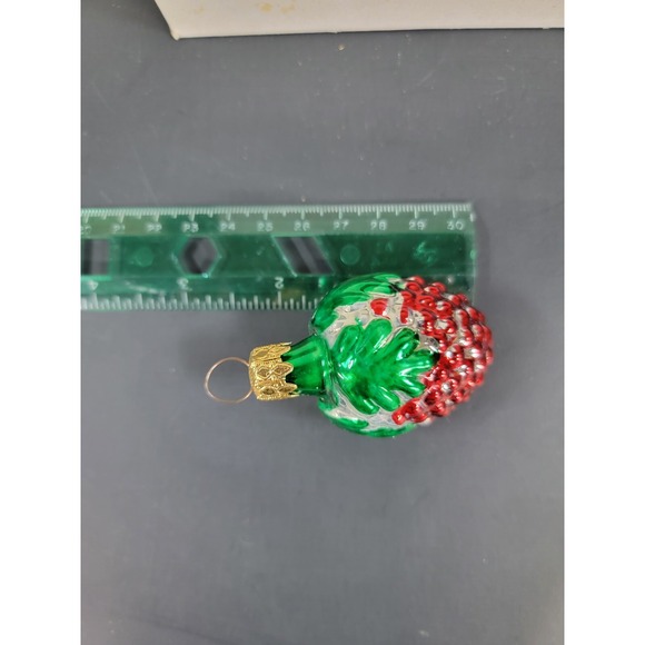 Lot of 6 Christmas Germany Blown Glitter Berry Ball Ornament House nut flower 2" - Picture 4 of 8